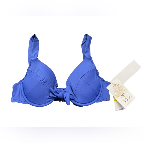 BECCA by Rebecca Virtue blue push up underwire multiway bikini swim top sz M NWT - Picture 2 of 13